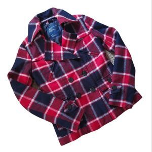 American Eagle Plaid Wool Pea Coat